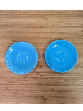 Vintage Fiestaware Turquoise Demitasse Saucers – Set of 2